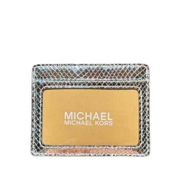 Michael Kors Jet Set Travel Metallic Silver Card Holder NWOT - Picture 2 of 2